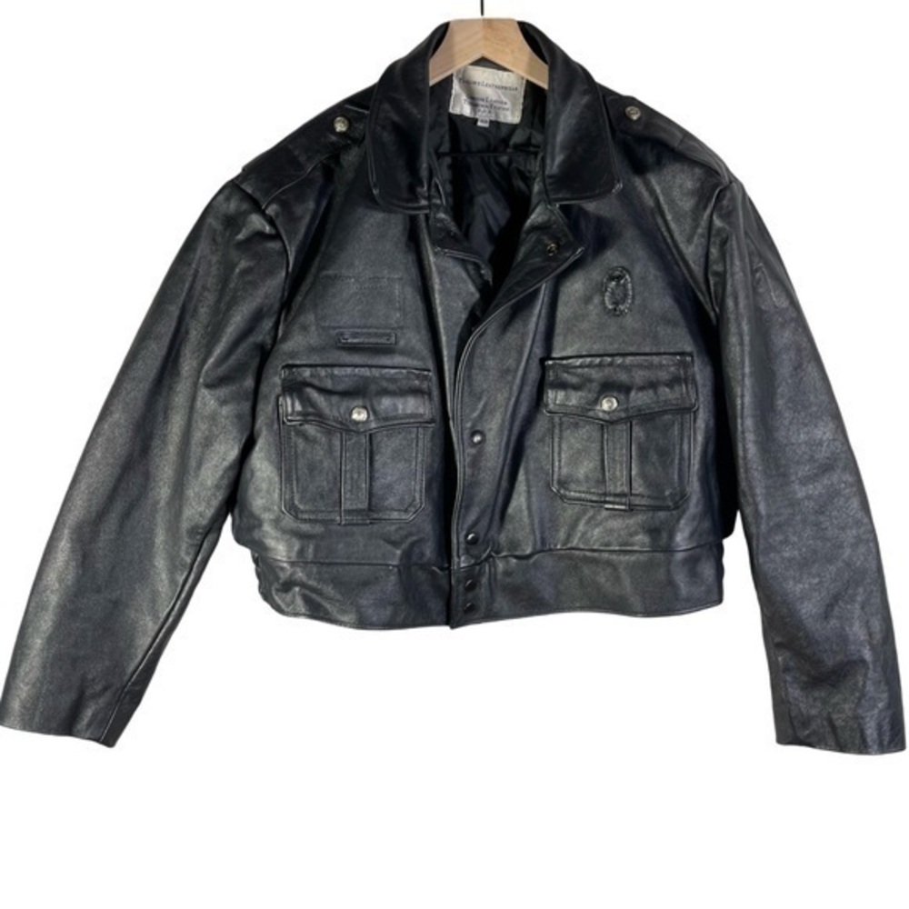 Taylor's Leatherwear Indianapolis Black Genuine Leather Police Jacket Size 48
